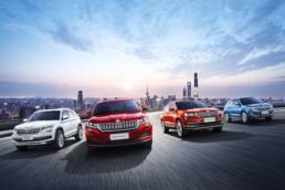 ŠKODA auf der Auto Shanghai 2019: China ist der einzige Markt weltweit, in dem ŠKODA gleich vier verschiedene SUV anbietet – ŠKODA KODIAQ, KODIAQ GT, KAROQ und KAMIQ (v.l.n.r.).