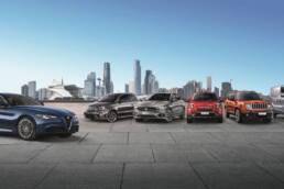 Die Marken von Fiat Chrysler Automobiles (FCA): Alfa Romeo, Abarth, Fiat, und Jeep.