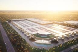Geplante Tesla-Gigafabrik in Grünheide bei Berlin.